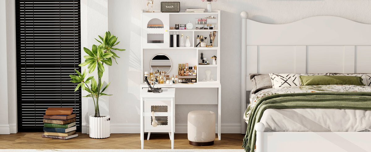 Computer Desk with 90 Degree Rotating Desktop, 43x70 Inch Office Desk with Storage Drawer and Cabinets, Gaming Desk with Shelves, Writing Desk for Study, Work Desk for Home (Old SKU:N733P279101K)