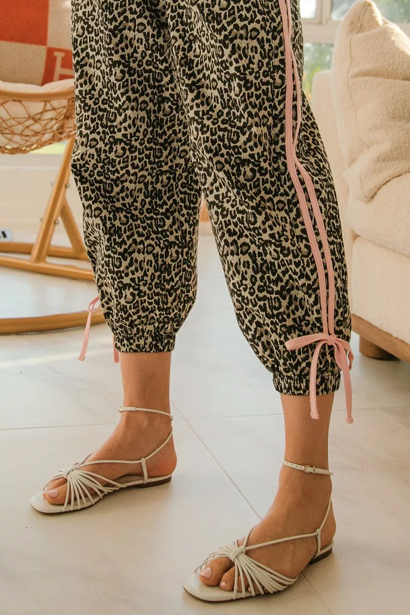 BiBi Leopard Prtins With Side Line Details Drawstrings
