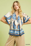 Umgee Mix Paisley Border Print Tassel Top
