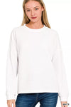 Zenana Double Knit Round Neck Long Sleeve Top