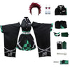 Cosplay Costume Anime Kimono Halloween Off Shoulder Skirt Shinobu Outfit With Earings (3XL Green-w)