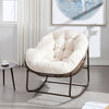Outdoor Rattan Rocking Chair,Padded Cushion Rocker Recliner Chair Outdoor for Front Porch, Living Room, Patio, Garden, 
White