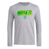 adidas Mens Size Long Sleeve Pre-Game T-Shirt Medium Grey Heather/Austin Fc XX-Large Tall