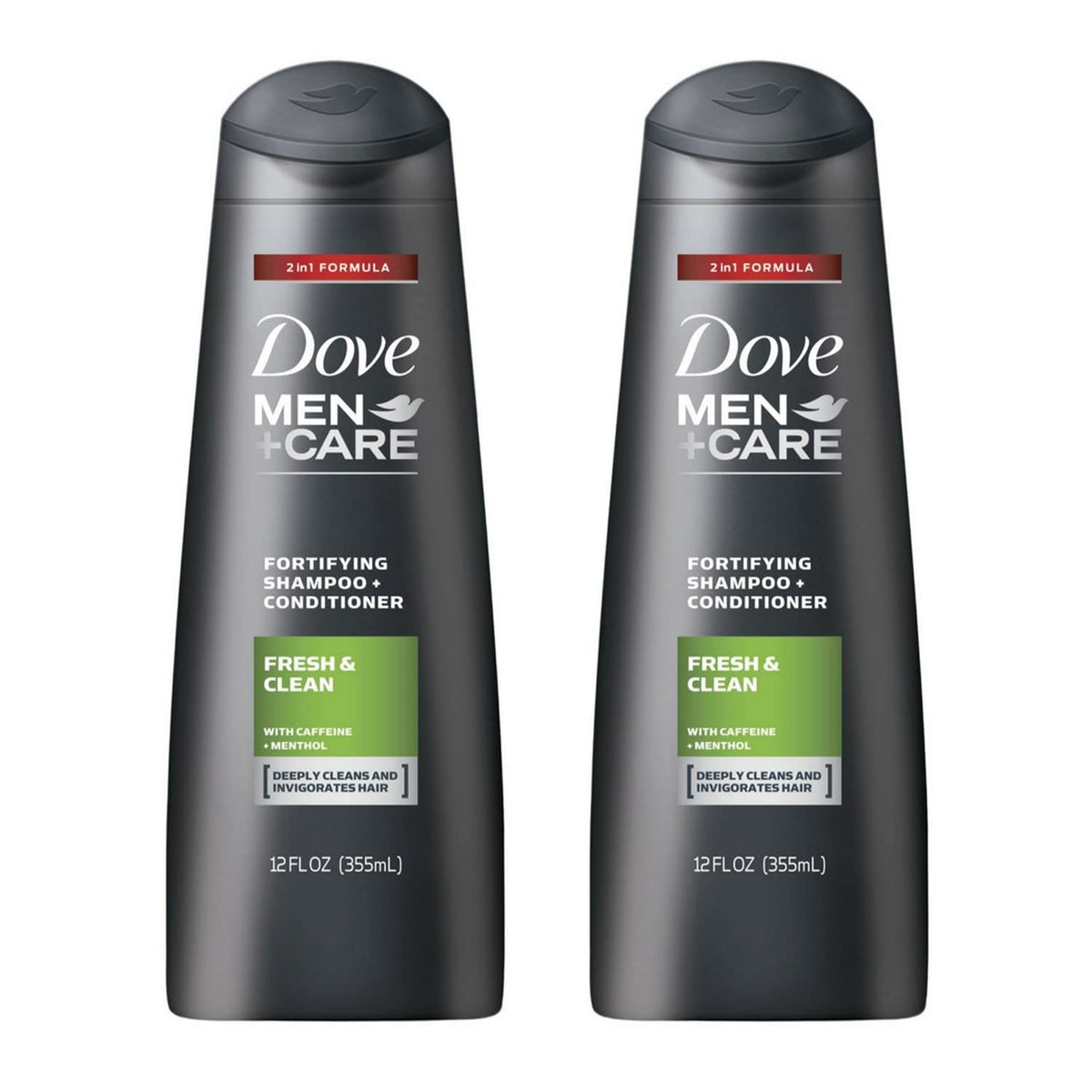 Dove Men+Care Fortifying 2 in 1 Shampoo and Conditioner Fresh and Clean for Normal to Oily Hair with Caffeine and Menthol to Help Strengthen & Nourish Hair 12 fl oz Pack of 2