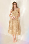 SANDY BLOOM FLORAL WOVEN LACE MIDI DRESS