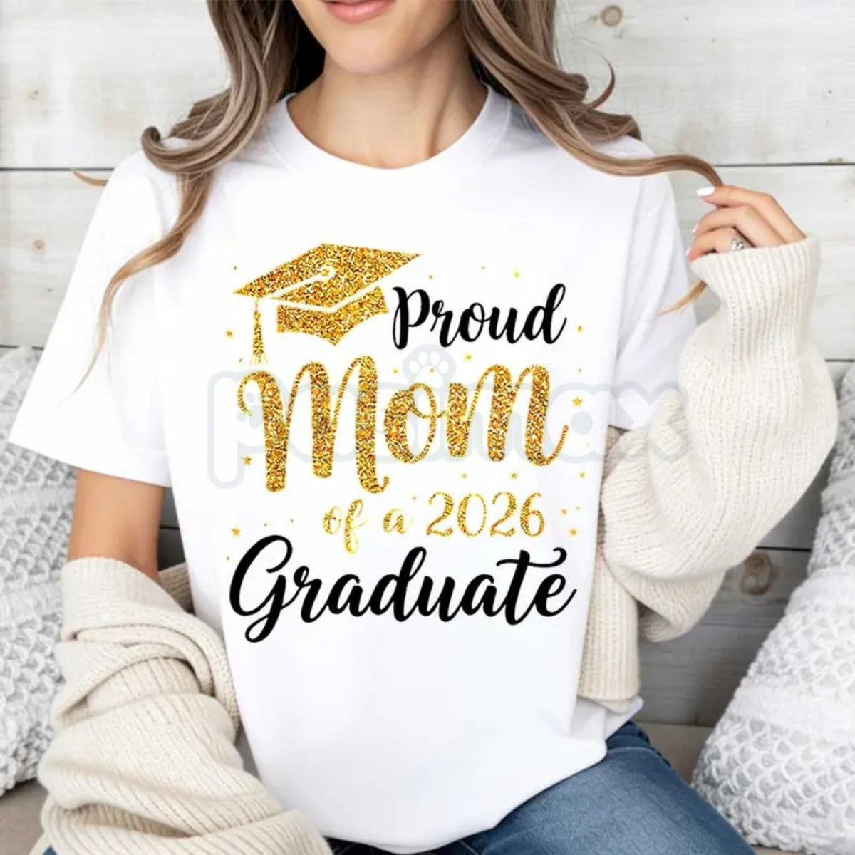 "Proud Mom of a 2026 Graduate" T-Shirt – Graduation Cap & Tassel Graphic Tee, Premium 100% Cotton Senior Mom Top, Soft Lived-In Heavyweight Milestone Shirt, Made in USA