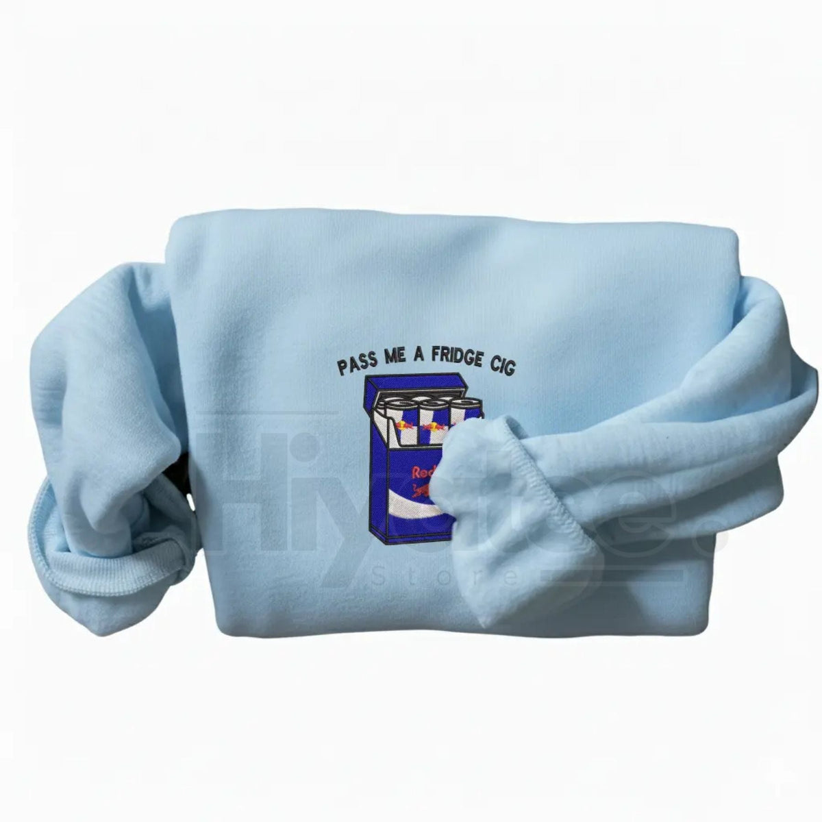 Funny "Pass Me A Fridge of Blue Soda" Embroidered Sweatshirt – Sarcastic Holiday Crewneck