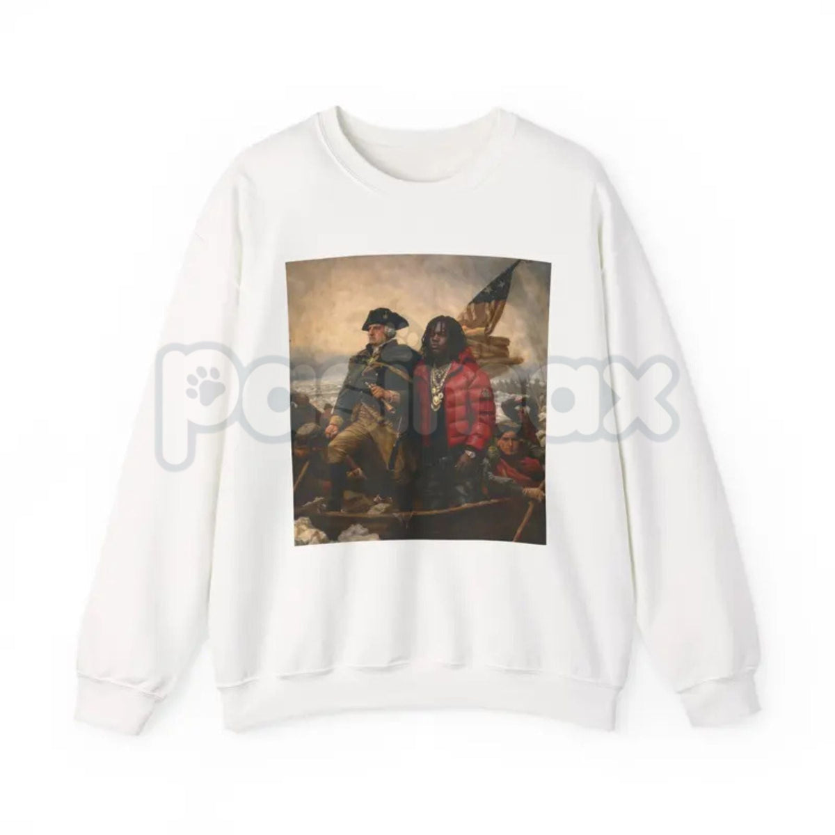 Chief K x Washington Sweatshirt | Crossing the Delaware Football Mashup Crewneck | KC Football History Pullover | Legendary Quarterback Victory Shirt | Patriotic Sports Graphic Jumper | Retro Game Day Apparel