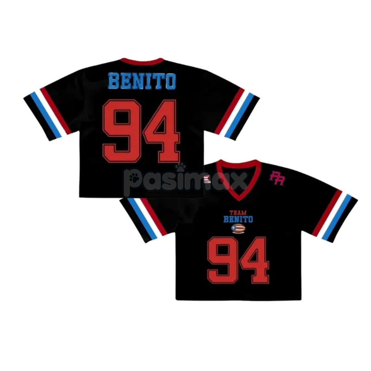 Team Benito Puerto Rico Crop Top Football Jersey – Bad Bunny Inspired Unisex Mesh Tee, PR Flag Streetwear Shirt
