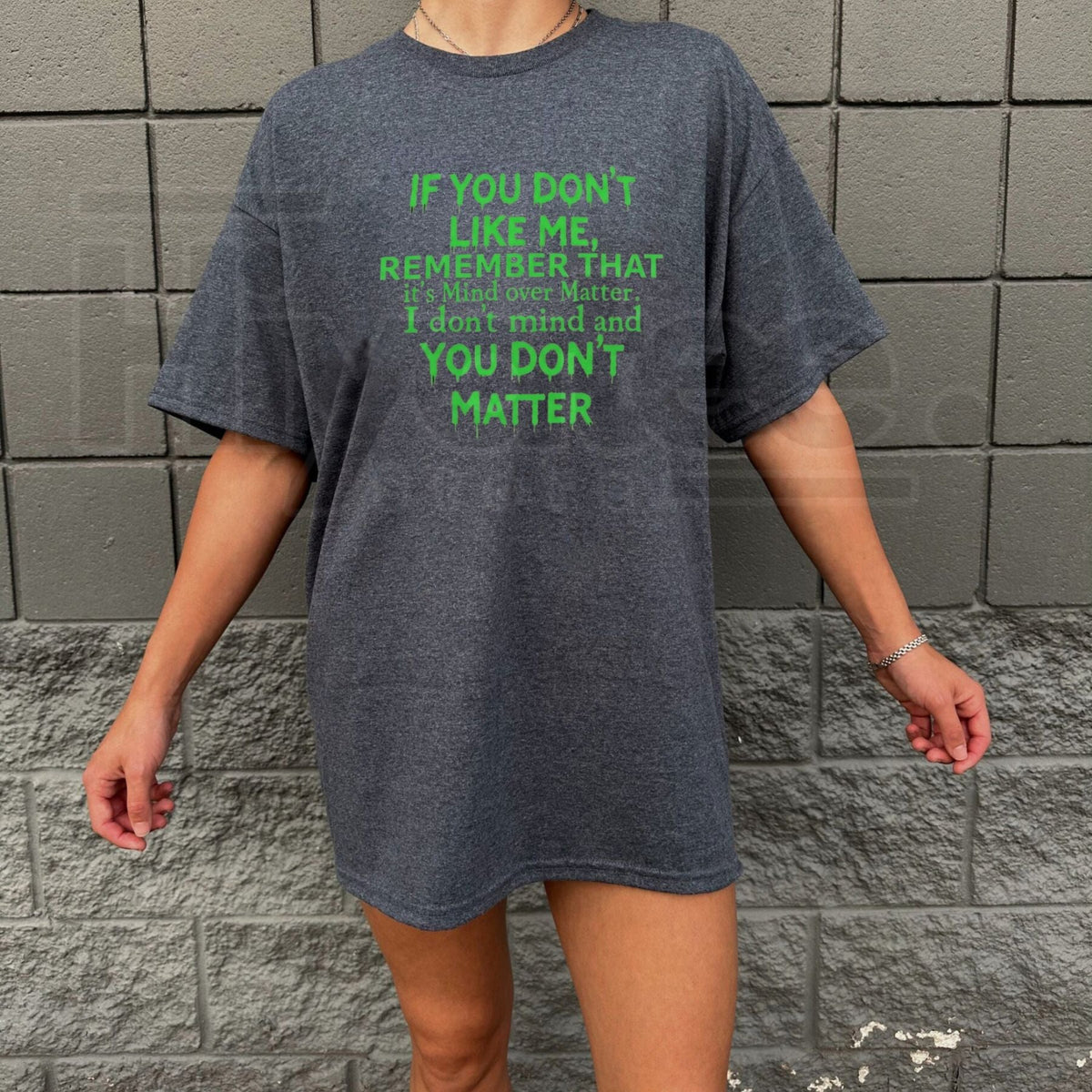 Plus Size Women’s Mind Over Matter T-Shirt – Inspirational Quote Graphic Tee, Casual Cotton Shirt