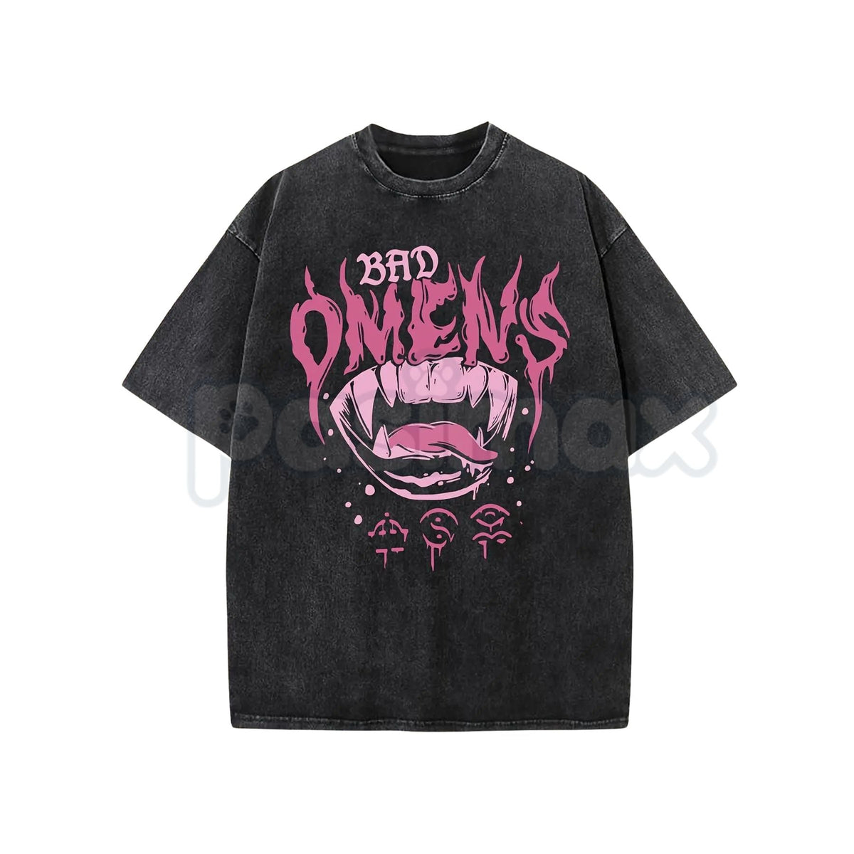 Bad Omen Interesting Trendy Style Washed Shirt – Dark Aesthetic Surrealist Streetwear Tee