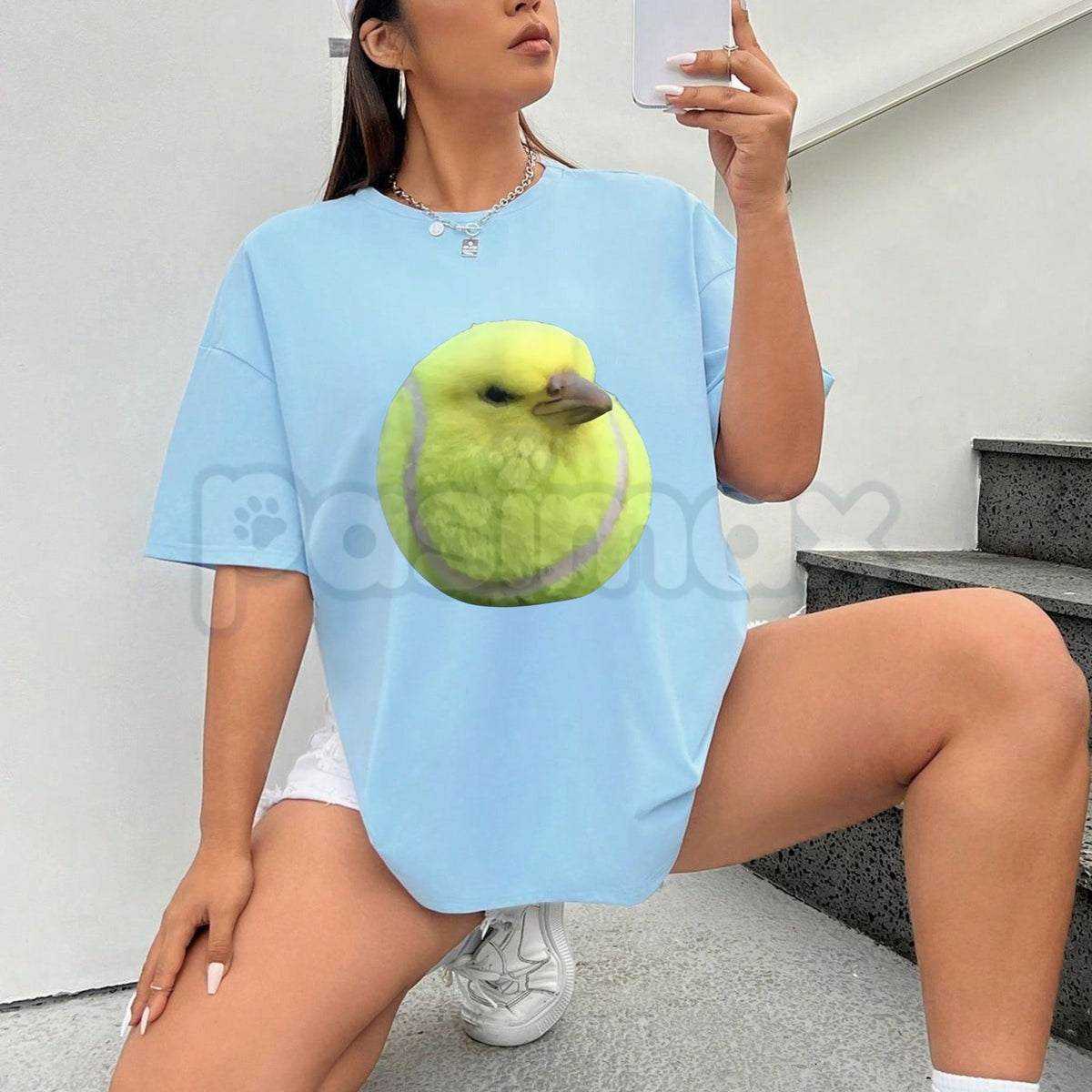 Silly Tennis Bird Meme T-Shirt - Gen Z Brainrot Aesthetic Graphic Tee, Funny Viral Internet Bird Shirt, Premium Heavyweight Unisex Streetwear, Trendy TikTok Humor Top, Abstract Meme Culture Apparel
