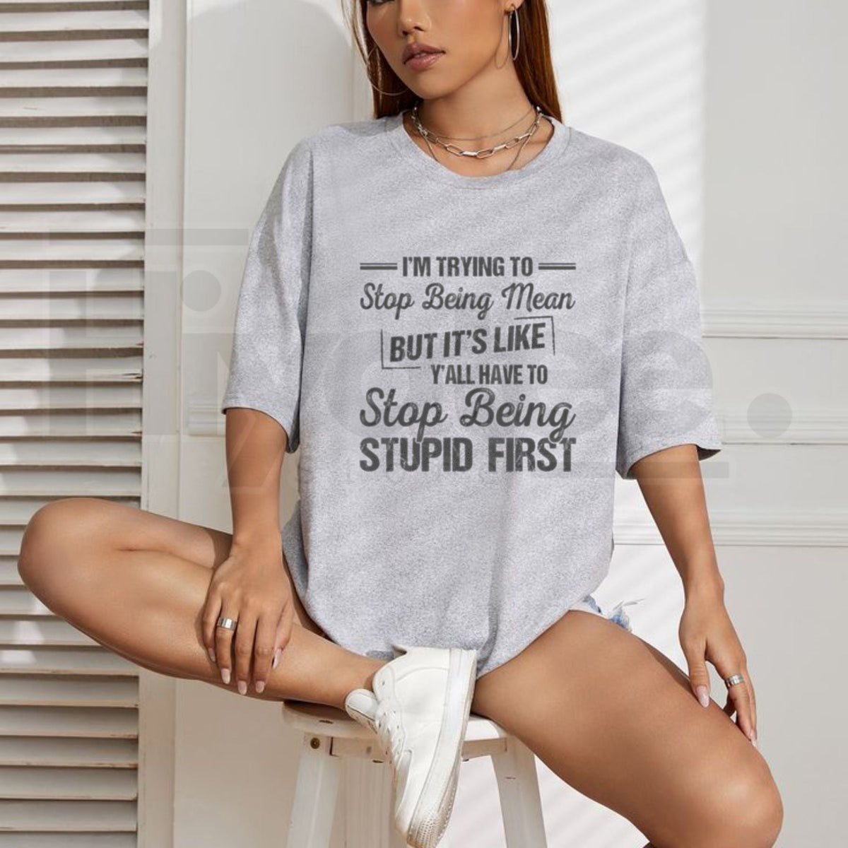 "I'm Trying To Stop Being Mean" – Funny Sarcastic Sassy 100% Cotton Unisex