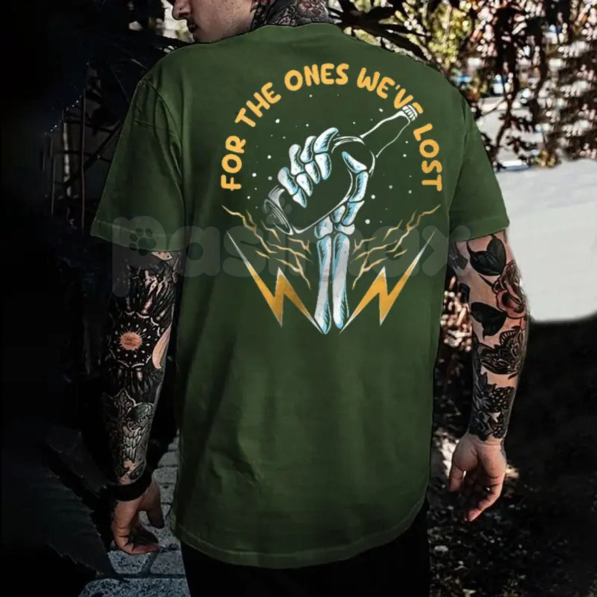 "For The Ones We've Lost" Memorial T-Shirt - In Loving Memory Back Print Graphic Tee, Premium 100% Cotton Remembrance Top, Sympathy Gift for Grieving, Respectful Legacy Tribute Shirt, Soft Lived-In Heavyweight Commemorative Apparel
