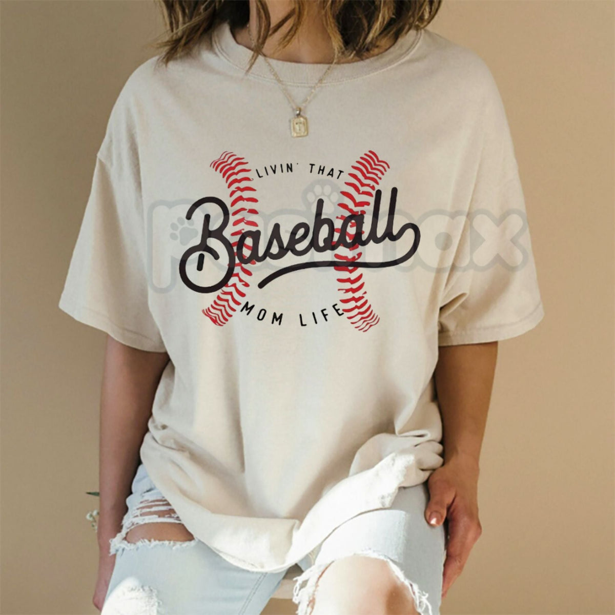 "Livin' That Baseball Mom Life" Short Sleeve Crew Neck - Premium 100% Cotton Baseball Mom Graphic Tee, Game Day Sports Mom Gift, Soft Lived-In Heavyweight Bleacher Life Shirt, Cactus & Clay Aesthetic Baseball Top, Made in USA Team Mom Apparel