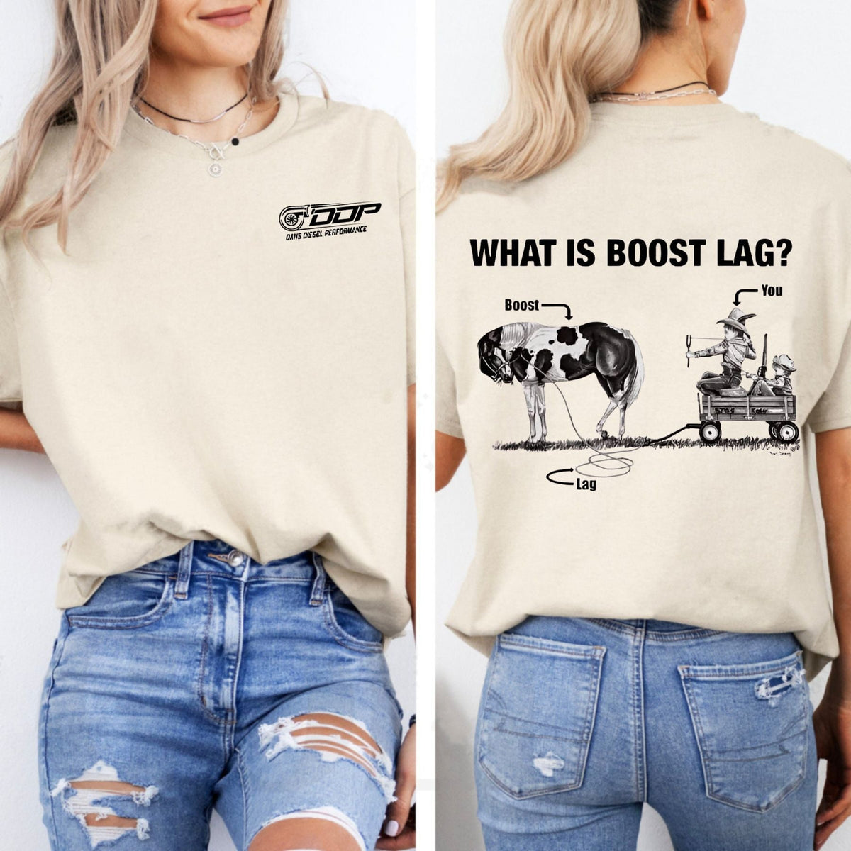 "Dan's Dsel Performance - What is Boost Lag?" T-Shirt - Funny Gift for Car & Truck Lovers, Unisex Performance Tee