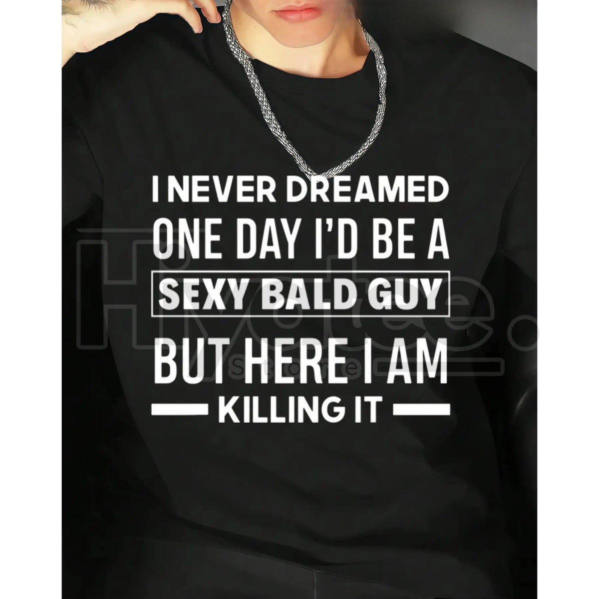 "Sexy Bald Guy" Hilarious T-Shirt – Soft Black Crew Neck Joke Tee for Men
