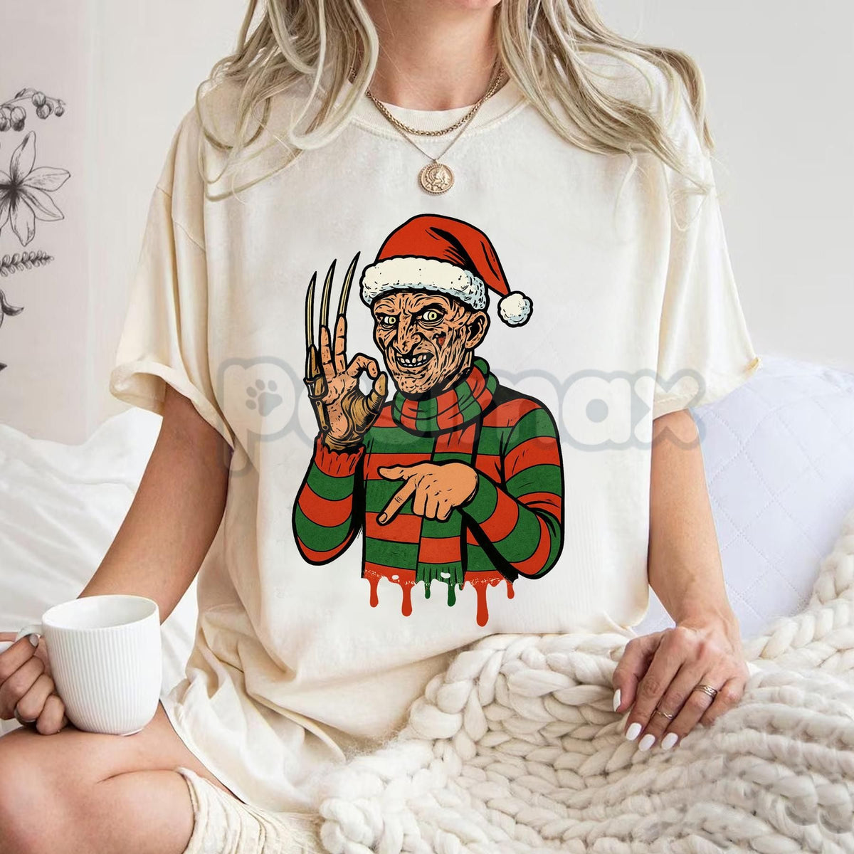 Merry Creepmas "Six Seven" Hand Sign T-Shirt - Funny Christmas 6 7 Tee, Dark Humor Holiday Apparel