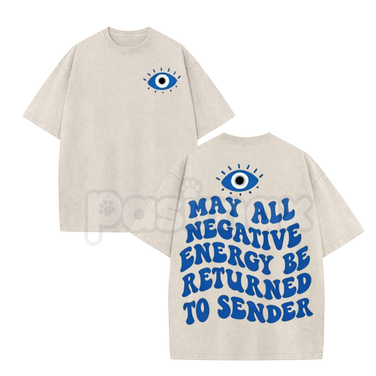 Evil Eye Energy Shield Washed T-Shirt – Mystic Protection Graphic Tee, Retro Aesthetic Oversized Talisman Top