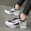 Fashion Spring Reflective Women Sneakers Lace Up Chunky Sneakers Mixed Color Women's Lightweight Casual Everyday Walking Fashion Chunky Sneakers