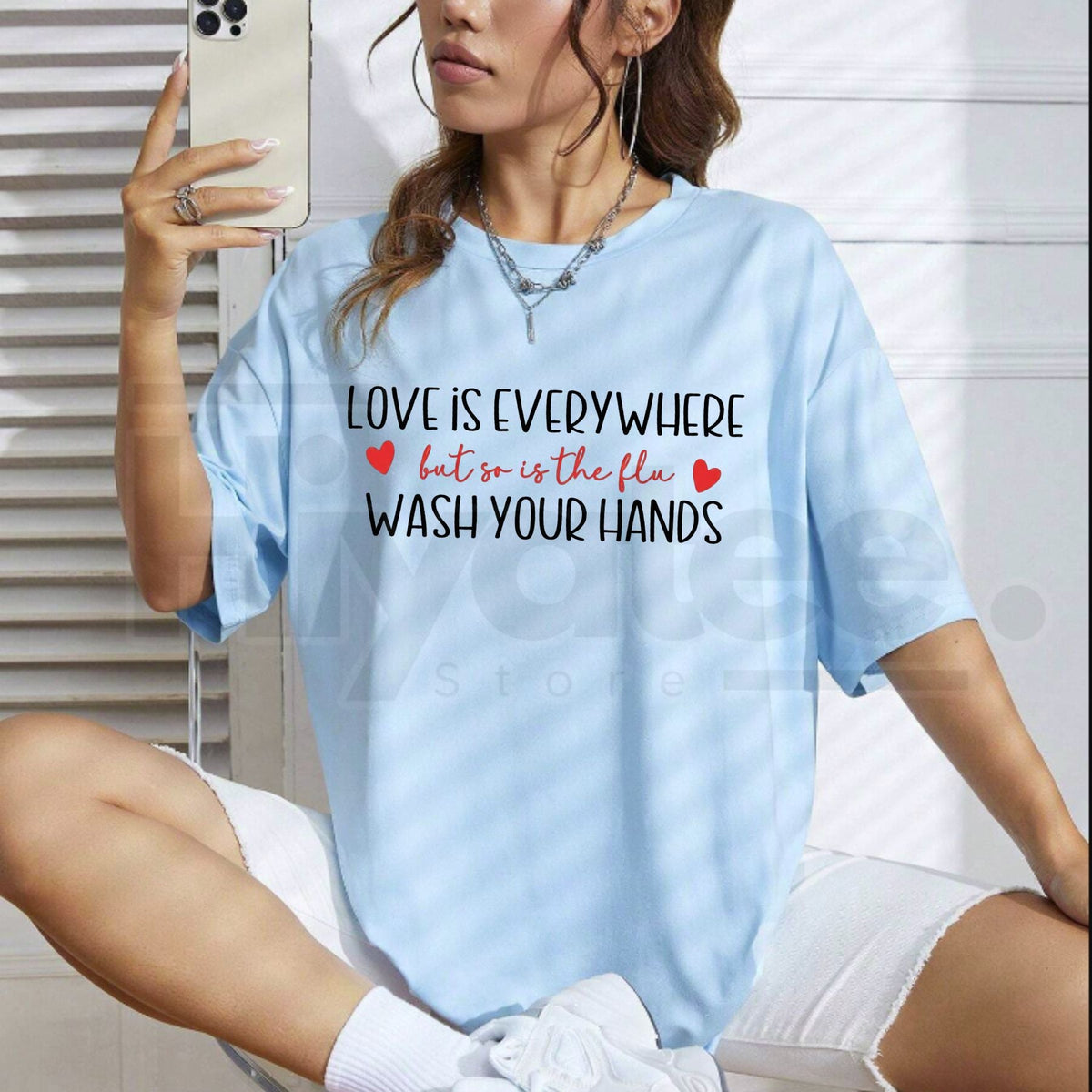 "Love Is Everywhere But So Is The Flu" T-Shirt – Funny Wash Your Hands Graphic Tee