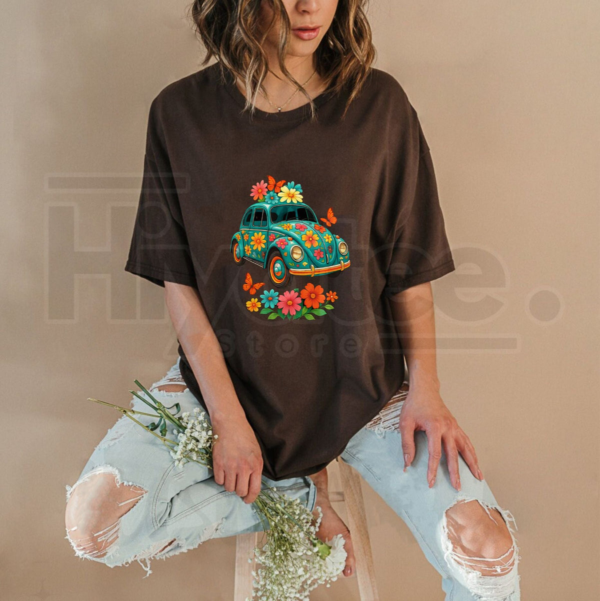 "Vintage Turquoise Floral" – Women's Breathable Casual Summer Top