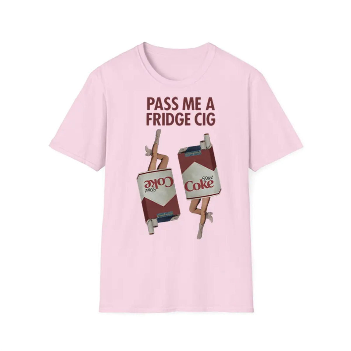 "Pass Me a Fridge Cig" Funny Graphic T-Shirt - Playful Retro Parody Tee, Unique Humor Apparel