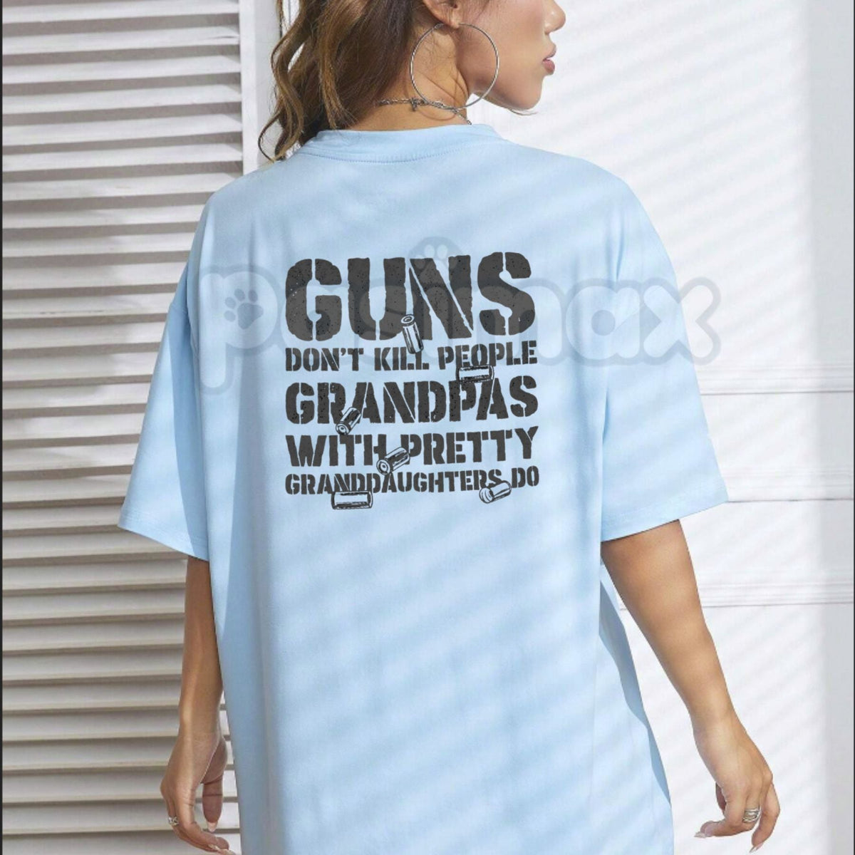"Grandpas With Pretty Granddaughters" Funny T-Shirt - Protective Grandpa Graphic Tee, Premium 100% Cotton Humor Shirt, Funny Gift for Grandfather, Sarcastic Family Protection Top, Soft Lived-In Patriotic Humor Apparel