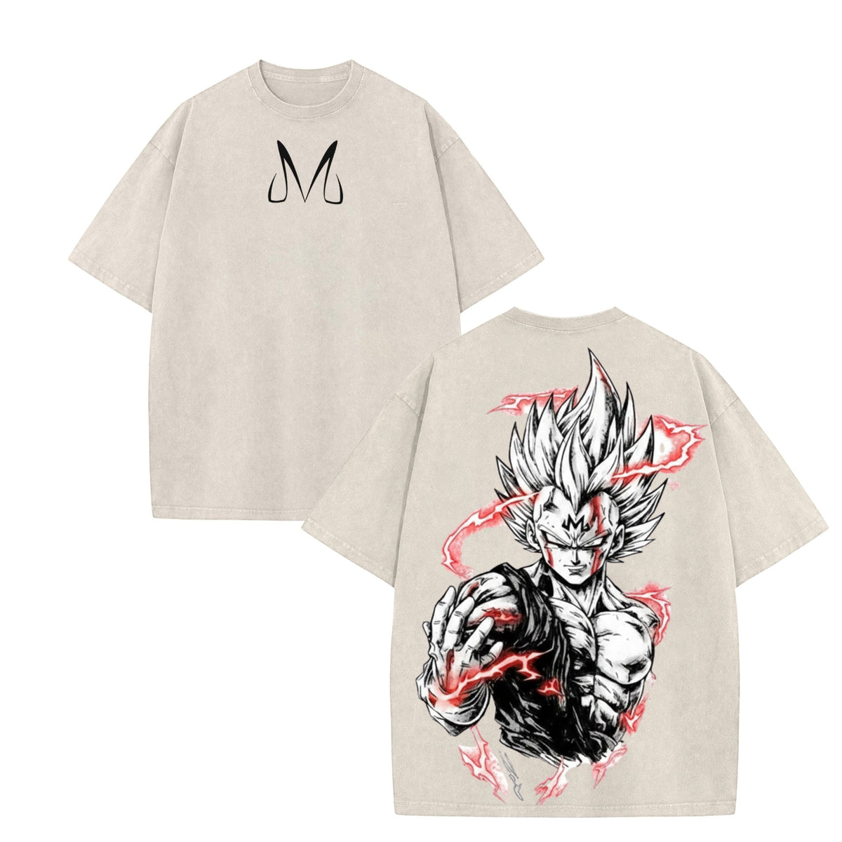 Warrior Power Vintage Washed T-Shirt – DBZ Inspired Anime Graphic Tee, Saiyan Streetwear