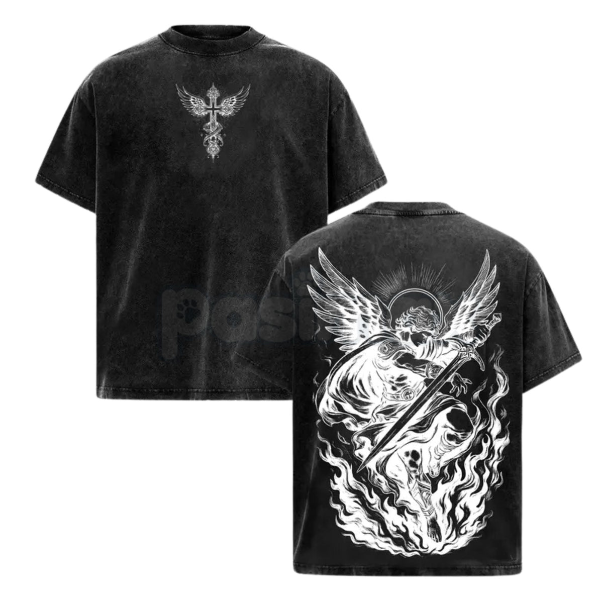 Archangel Michael Vintage Washed T-Shirt – Saint Michael Christian Streetwear Graphic Tee