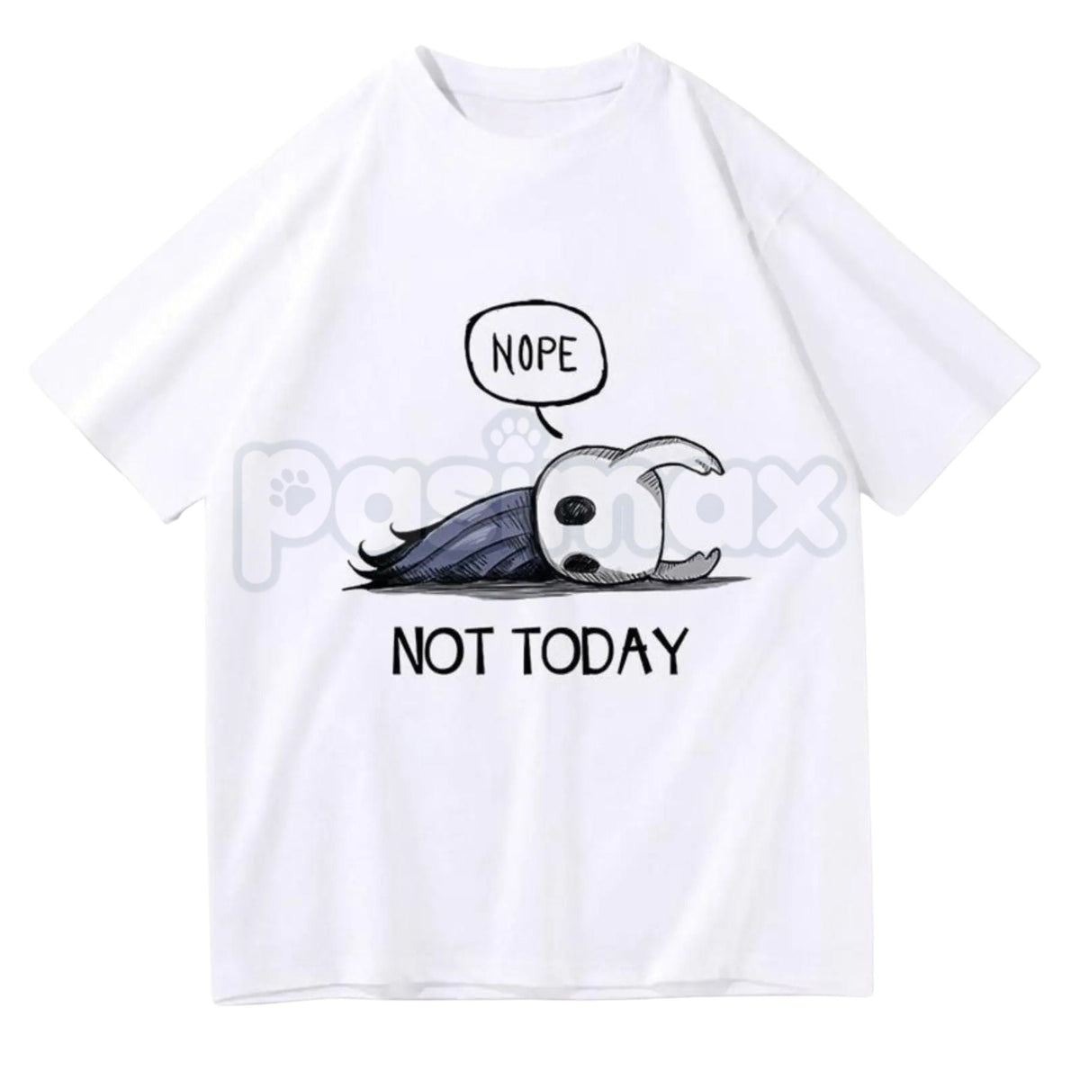 Hollow Knight "Nope Not Today" Bench Break T-Shirt - Ghost of Hallownest Sarcastic Graphic Tee, Premium 100% Cotton Cozy Gamer Shirt, Funny Indie Game "No" Mood Apparel, Soft Lived-In Unisex Gaming Top, Relatable Hollow Knight Fan Gift