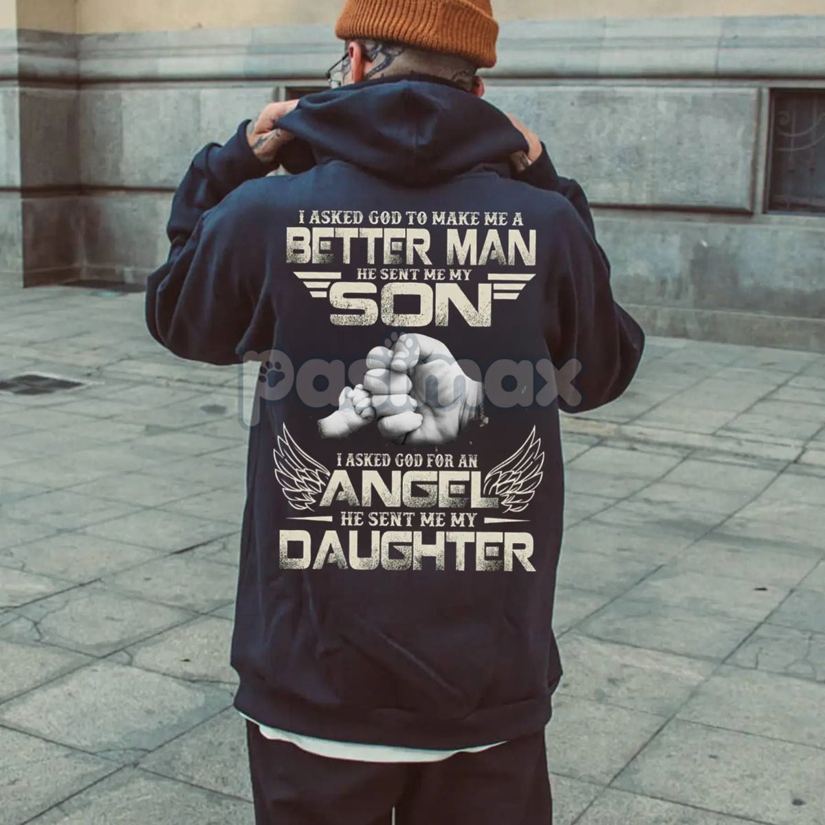 Dad Hoodie – "God Made Me a Better Man with My Son" Pullover, Christian Fatherhood Gift
