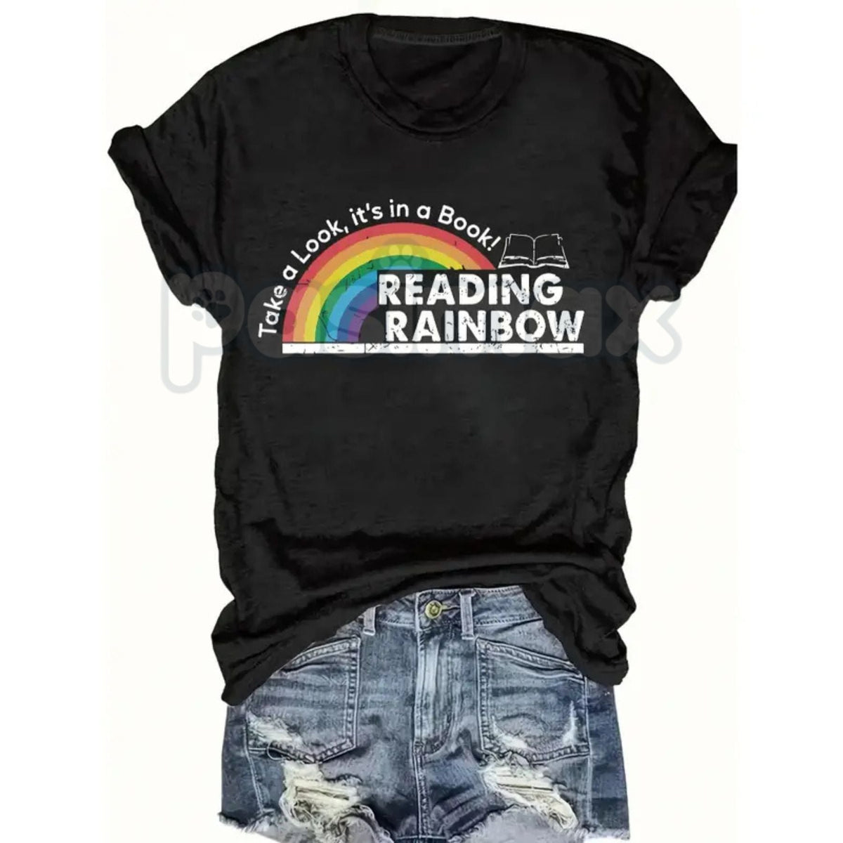 "Take A Look, It's A Book!" Reading Rainbow Tee – Retro 80s/90s Nostalgia Graphic Shirt, Premium 100% Cotton Teacher & Librarian Gift, Vintage Educational Media Apparel, Made in USA