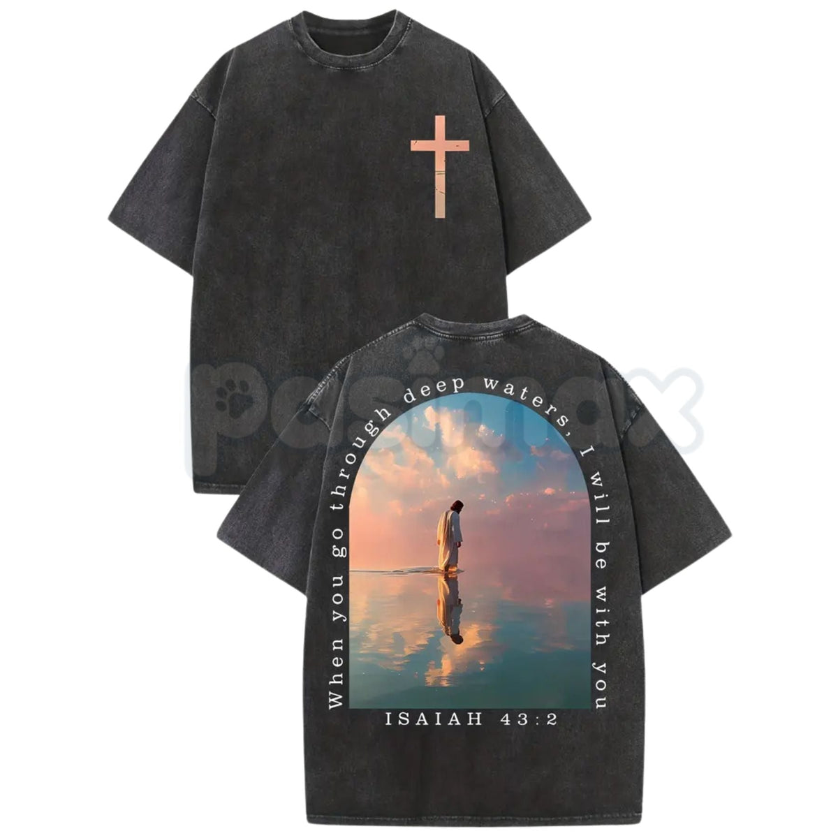 Isaiah Prophecy Cross Tee – 230g Heavyweight Washed Cotton Double-Sided Retro Streetwear Graphic T-Shirt