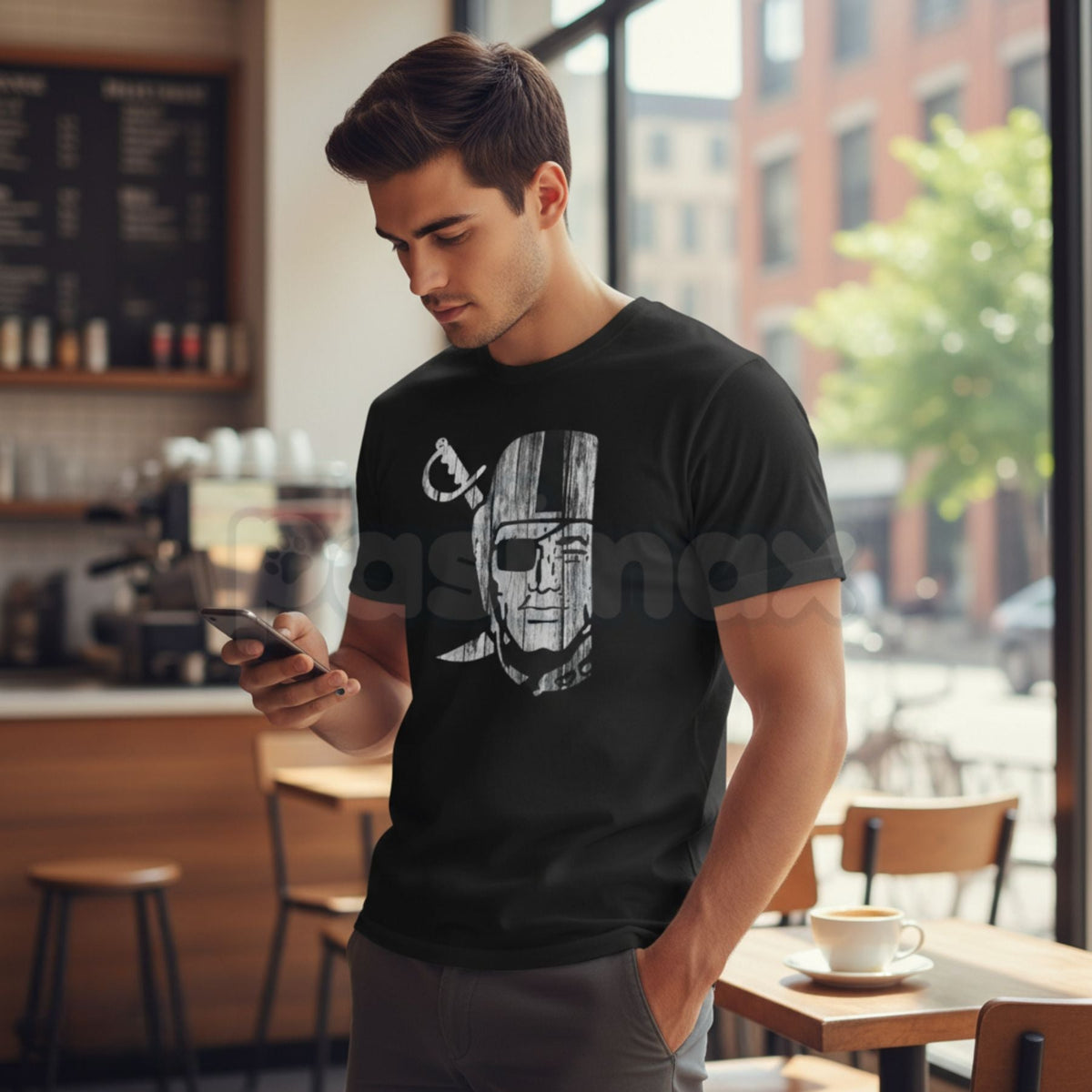"Raider Nation" Silver & Black T-Shirt – Classic Football Fan Graphic Tee, Premium 100% Cotton Gameday Top, Soft Lived-In Heavyweight Unisex Raider Gear, Made in USA