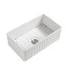 Fireclay 33' L X 20' W Farmhouse Kitchen Sink with Grid and Strainer