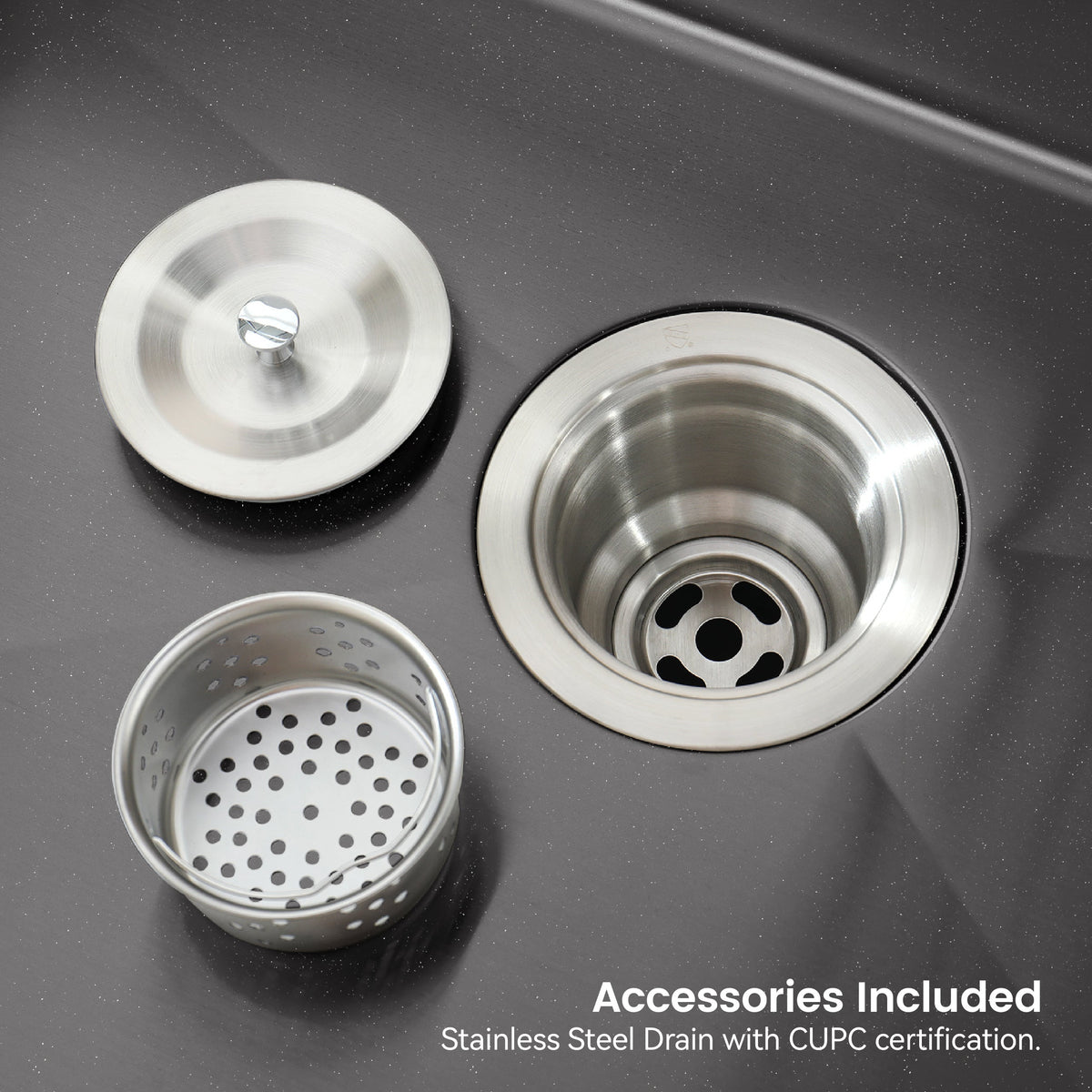 Stainless Steel Kitchen Sink, 27″x19″ Single Bowl, Undermount Handmade Sink in Black, with US Standard Drain and Hook