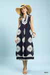 Umgee Sleeveless Geometric Midi Dress