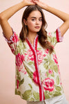 BiBi Floral Printed Woven Contrast Edge Ruffled Blouse