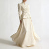 3D Floral Embroidered Peplum Top & Maxi Skirt Set(MS468)