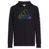 adidas Boys Long Sleeve Cotton Logo Hooded T-Shirt Black with Multicolor