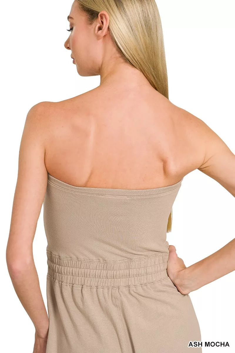 Zenana Tube Top Jumpsuit with Drawstring Waist