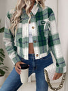 Dark Green Button-Up Jacket Trendy & Chic Outerwear with Bow & Pockets Cute Elegant Girls Jacket