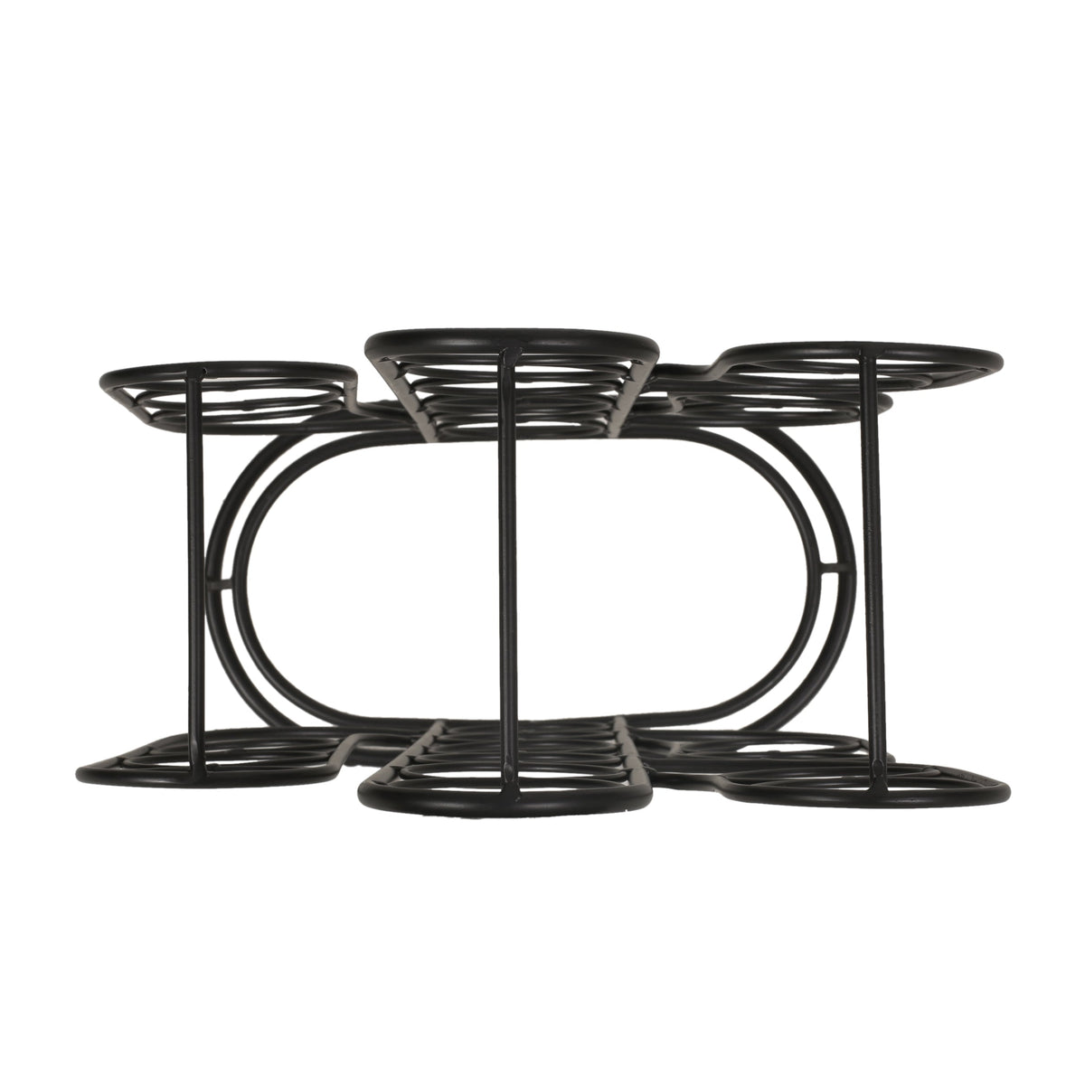 Modern Industrial Tabletop Wine Rack with Cactus Design in Black Metal for 13 Bottles