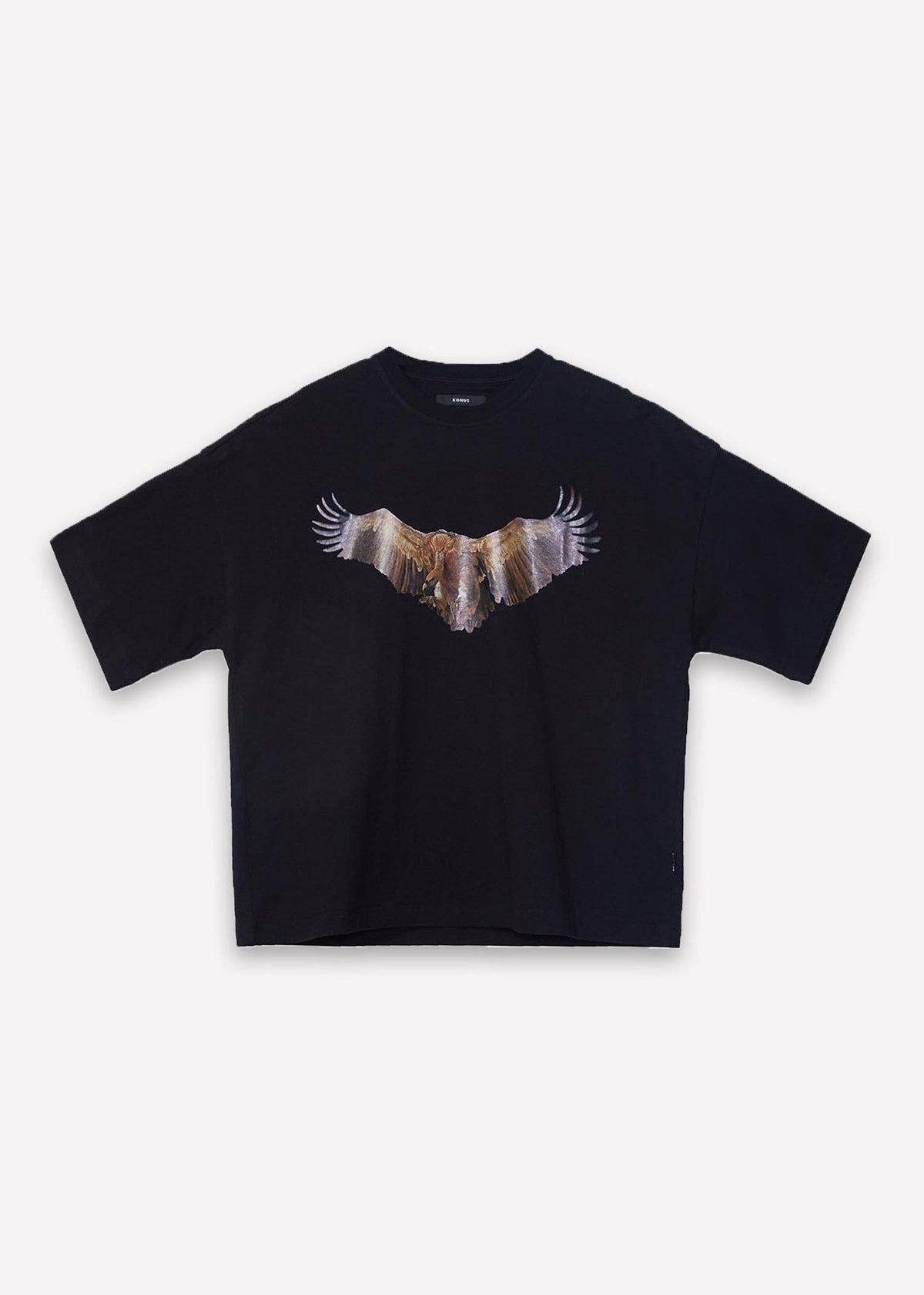 Konus Men's Oversized Vulture Graphic Tee in Black