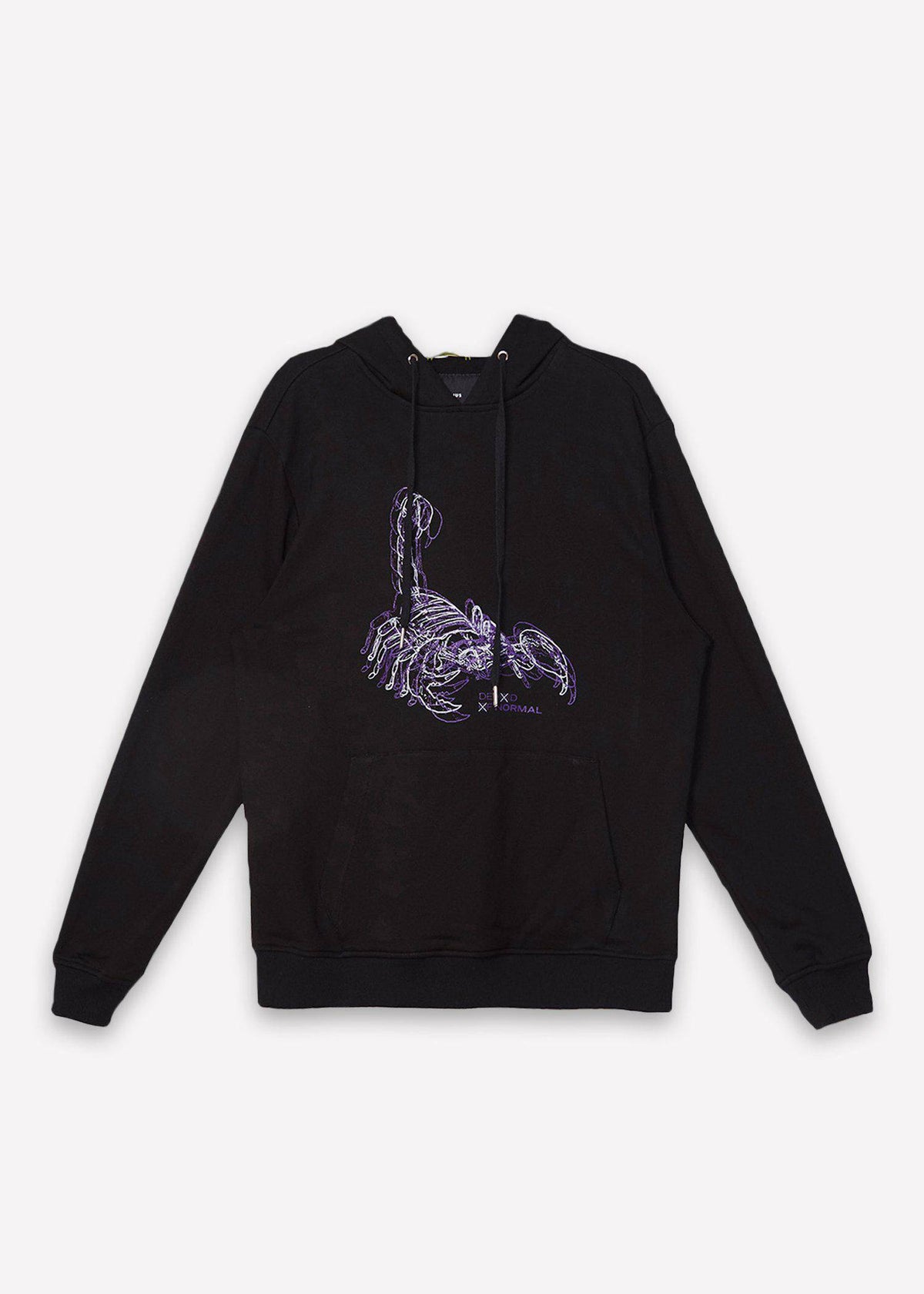Konus Men's Pullover Hoodie w/ Scorpion Line Art Print in Black
