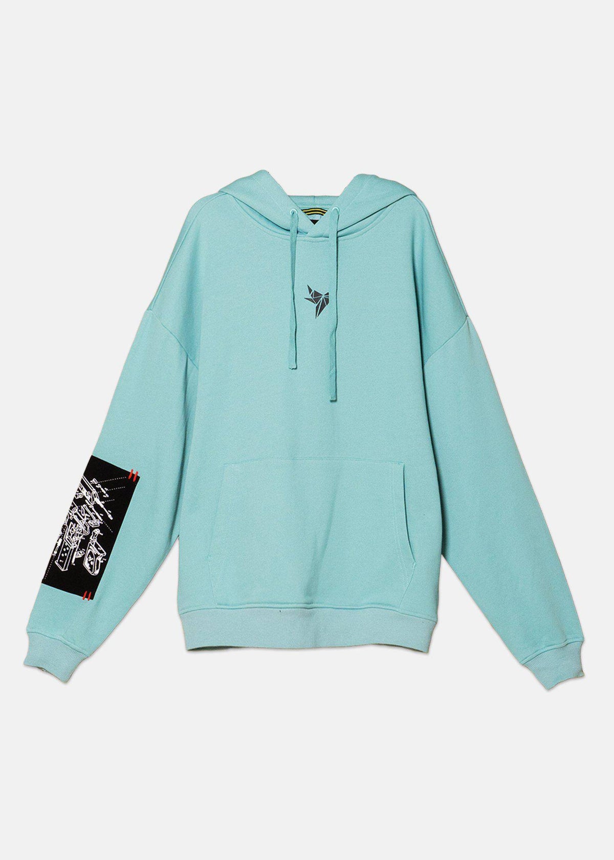 Konus Men's Logo Print Patch Hoodie in Teal