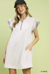 Umgee Zip-Neck Flutter Sleeve Dress