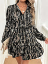 Dark Navy Printed Long Sleeve Mini Dress Elegant & Stylish Dress For Every Occasion