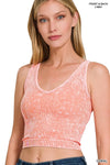 Zenana 2 Way Neckline Washed Ribbed Seamless Tank Top
